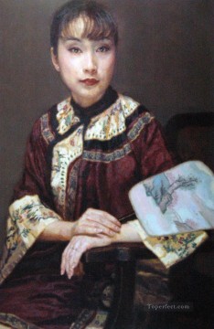 中国の女の子 Painting - 思考する中国人のチェン・イーフェイの女の子